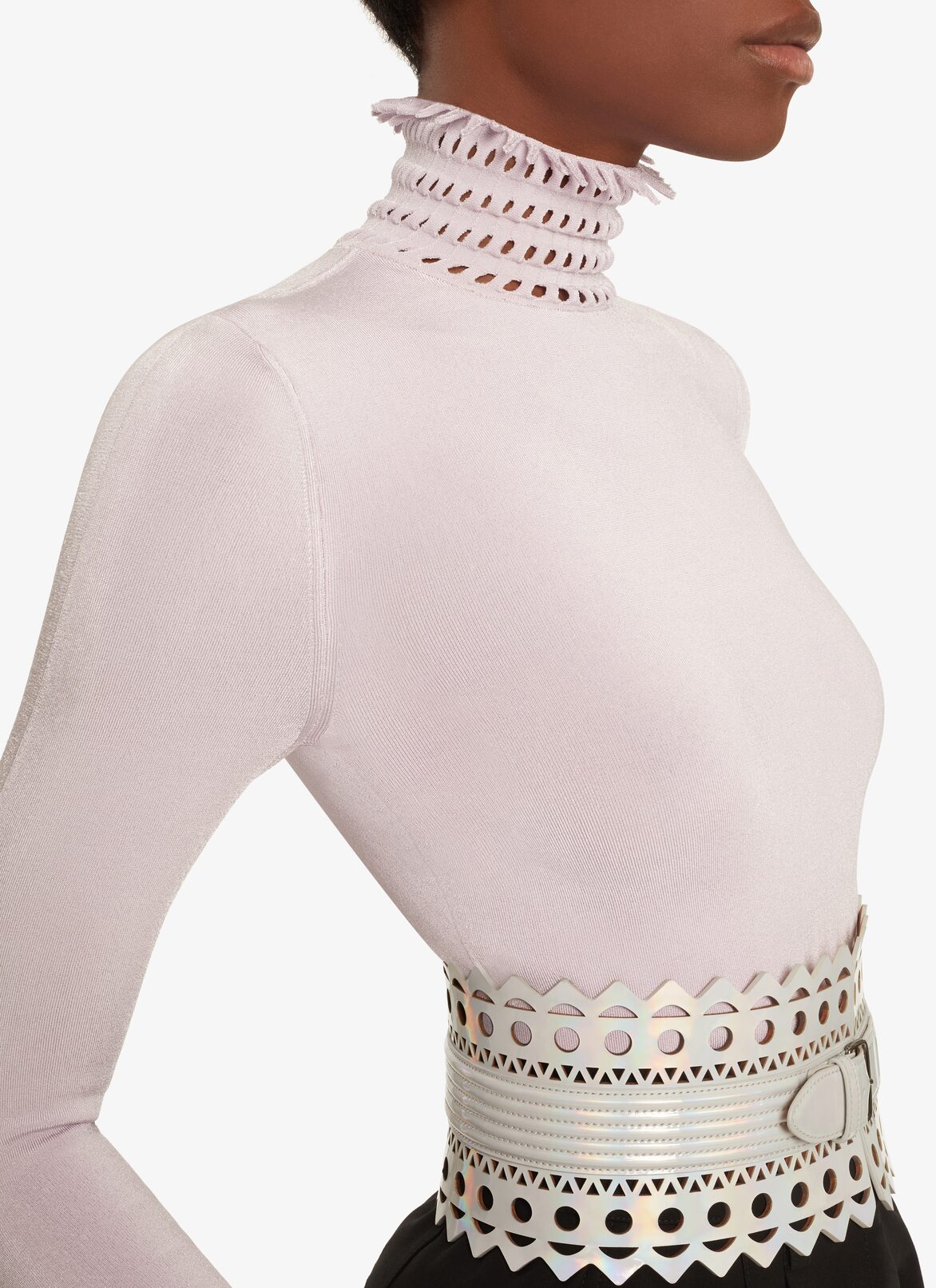 SEAMLESS KNIT TURTLENECK ALAÏA LILAC SEAMLESS KNIT TURTLENECK
